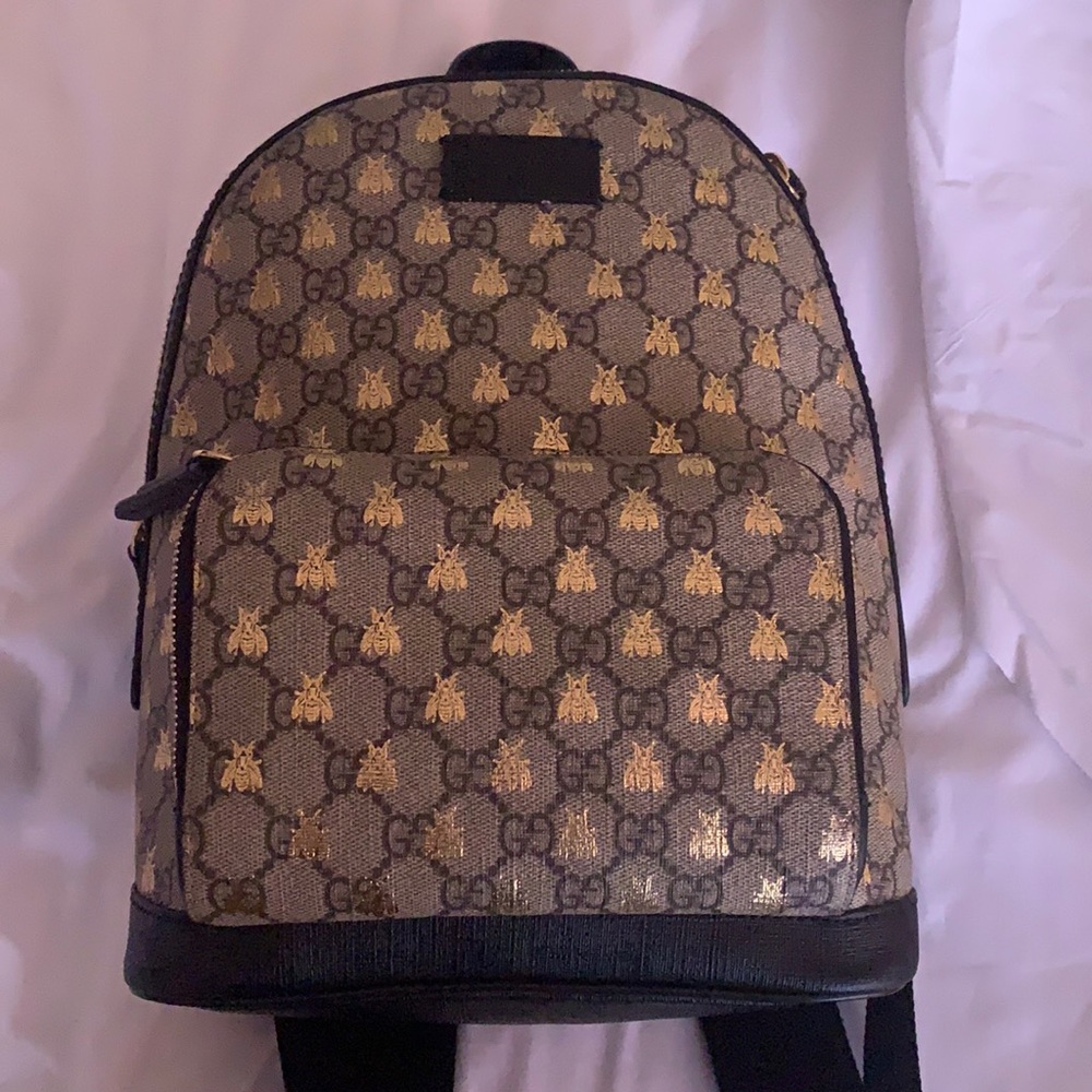 Gucci backpack with bee emblem. Bag no longer available on website.